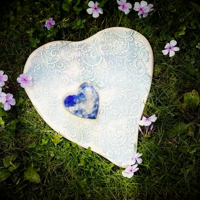 Lace-scrolled butterfly puddler 13th anniversary gift