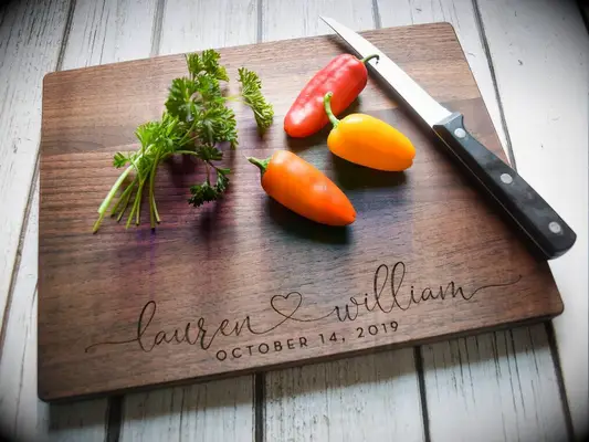 Engraved cutting board vow renewal gift idea