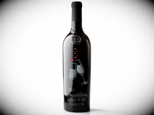 Engraved wine bottle vow renewal gift idea