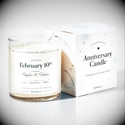 customized anniversary candle gift