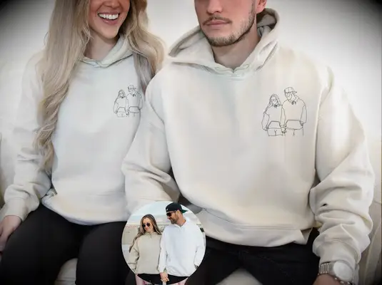 Custom couple hoodies from Etsy