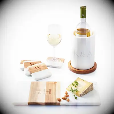 Wood and marble serving set from Mark & Graham