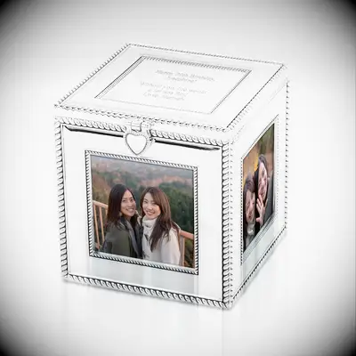 Photo cube and keepsake box wedding gift for best friend