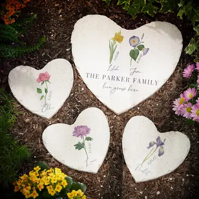 Birth flower garden stones mother