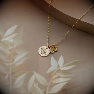 Stackable birth flower necklace mother
