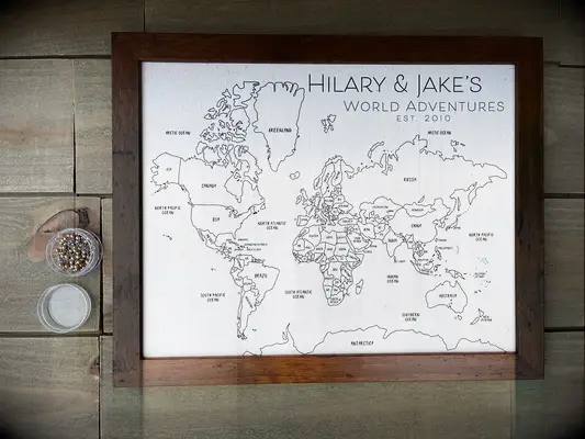 Personalized travel world map Valentine