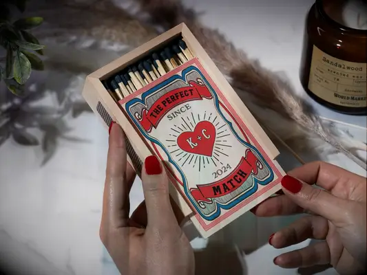 Custom wooden matchbox Valentine