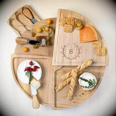 Compact swivel serving board 11 year anniversary gift