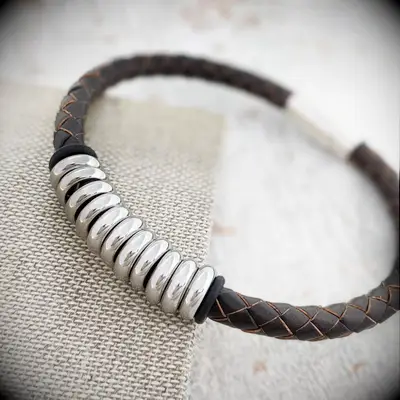 Steel ringed bracelet 11 year anniversary gift