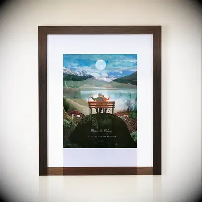 Custom landscape collage art print 11th anniversary gift