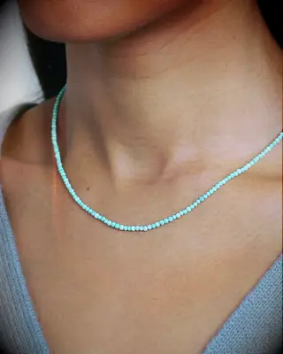 Turquoise beaded necklace 11 year anniversary gift