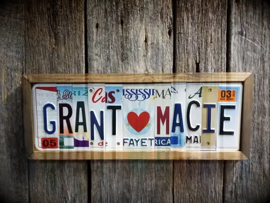 Custom license plate wall art anniversary gift for him