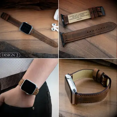 Personalized leather Apple watch band anniversary gift for boyfriend