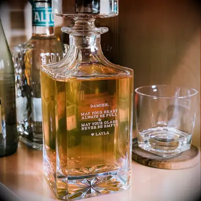 Personalized whiskey decanter anniversary gift for boyfriend