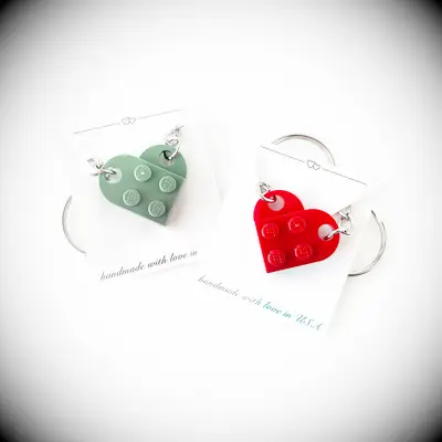 Lego heart-shaped key chain from Etsy. 