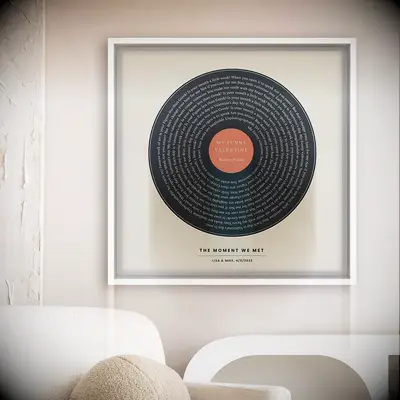 Vinyl-inspired song art anniversary gift for boyfriend