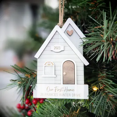 Personalized first home ornament housewarming gift