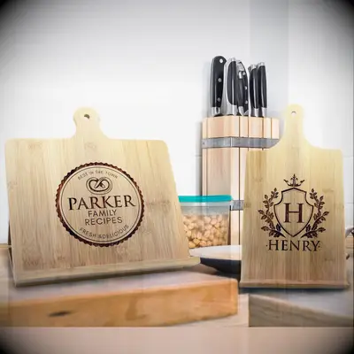 Personalized cookbook stand housewarming gift for couple