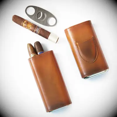 Leather cigar set groomsman gift