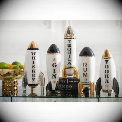 Rocket-shaped liquor decanters 27th anniversary gift idea