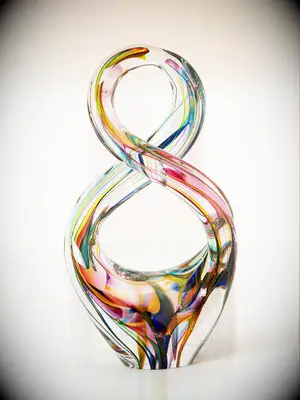 Colorful rainbow glass infinity sculpture