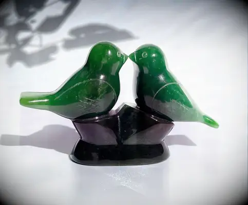 Jade lovebird figurine 35th anniversary gift