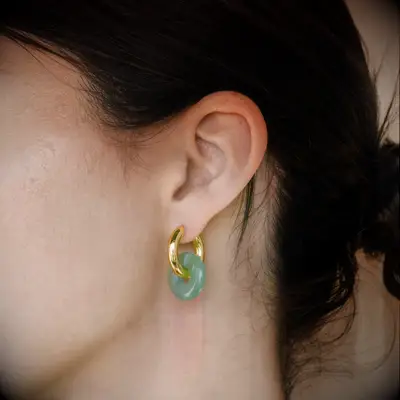 Chunky jade hoop earrings 35th anniversary gift