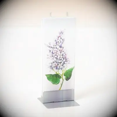 Flat candle with watercolor lilac flower 8th anniversary gift