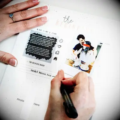 Woman filling out the adventure book