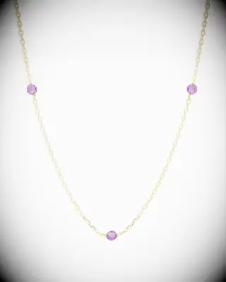Amethyst necklace with gold chain