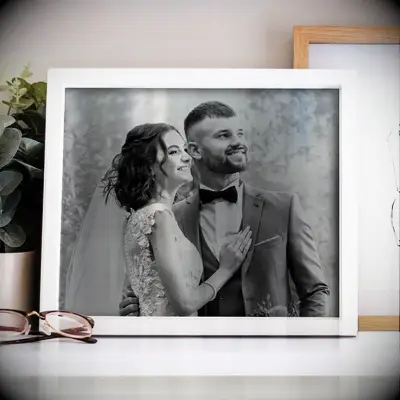 Steel photo frame for anniversary