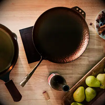 Copper cast iron skillet steel anniversary gift