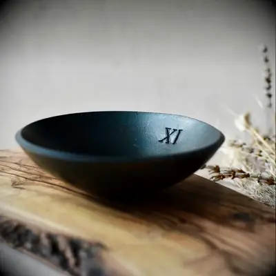 Steel trinket dish anniversary dish