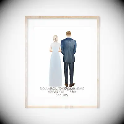 Custom wedding illustration for mother of the groom gift