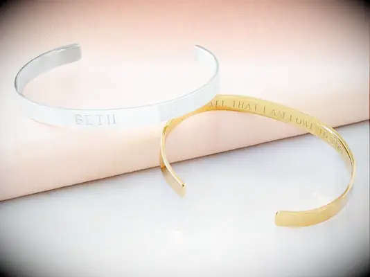 Monogrammed silver or gold cuff mother-of-the-groom bracelets