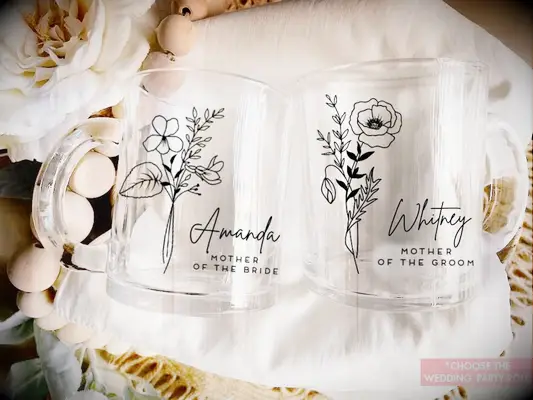 Custom glass mug for mother of the groom gift