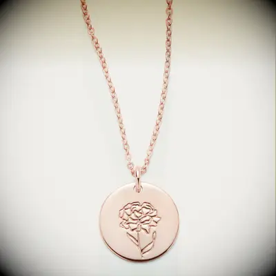 Carnation stamped necklace mother-of-the-groom gift