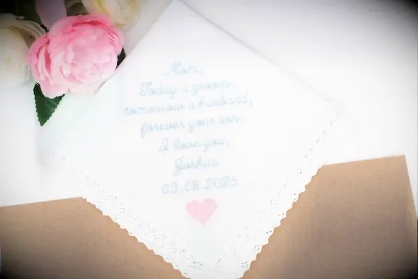 Custom embroidered handkerchief mother of the groom gift