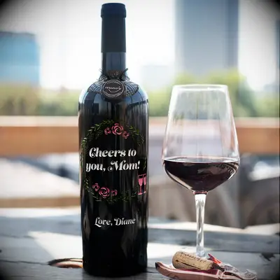 Custom etched wine bottle mother of the groom gift