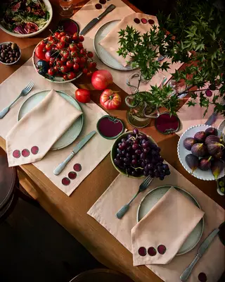 Linen table setting anniversary setting