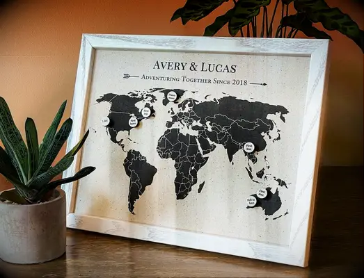 Personalized world map photo anniversary gift