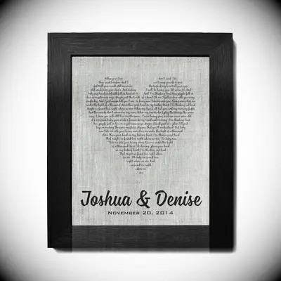 Custom song stretched linen art anniversary gift