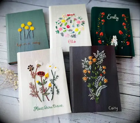 Embroidered journals anniversary gift