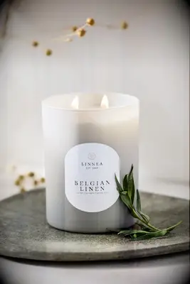 Anthropologie linen scented candle anniversary gift