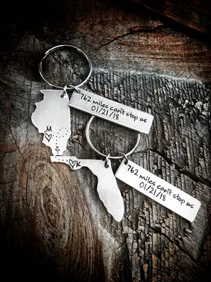 Custom keychain long distance relationship gift