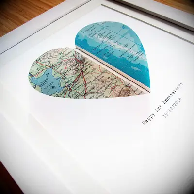 Custom map art long distance relationship gift