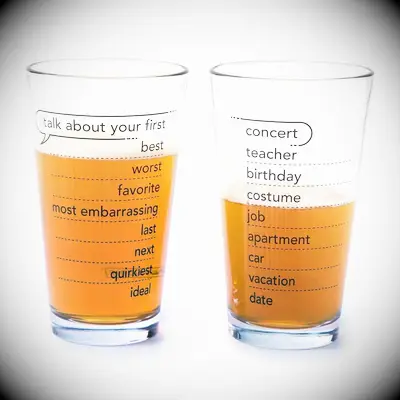 Talking point beer glasses new relationship gift