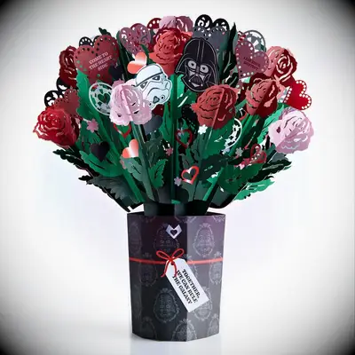 Star Wars themed paper flower arrangement new relationship gift idea