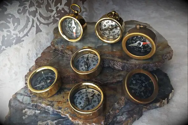 Mini brass compass destination wedding favors