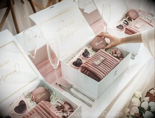 Westwood Studio Design custom name bridesmaid proposal gift box